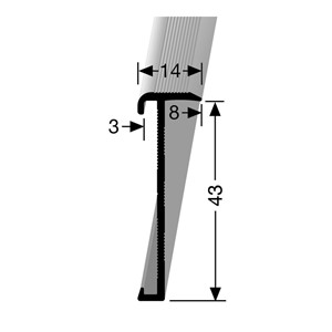 Hofmans at Home Univ. trapneusprofiel 14x43mm tbv 2-3mm PVC zilver (3 m) 65377 Zilver